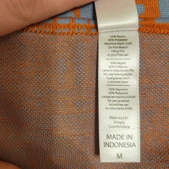 LuLaRoe Orange and Blue-Gray Abstract Pattern Classic T Shirt Size Large NWT - Picture 4 of 4